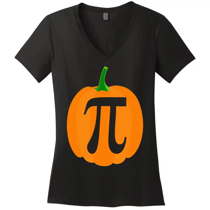 Pumpkin Pi Funny Halloween & Thanksgiving Pumpkin Pie Women's V-Neck T-Shirt