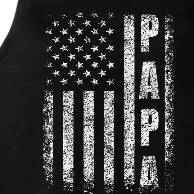 Proud Papa Funny Fathers Day 2024 Gifts Dad America USA flag Ladies Tri-Blend Wicking Tank