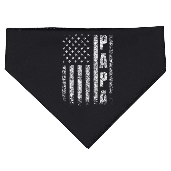 Proud Papa Funny Fathers Day 2024 Gifts Dad America USA flag USA-Made Doggie Bandana