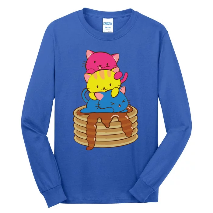 Pansexual Pride Flag Cute Lgbtq Pan Pride Kawaii Cat Gift Tall Long Sleeve T-Shirt