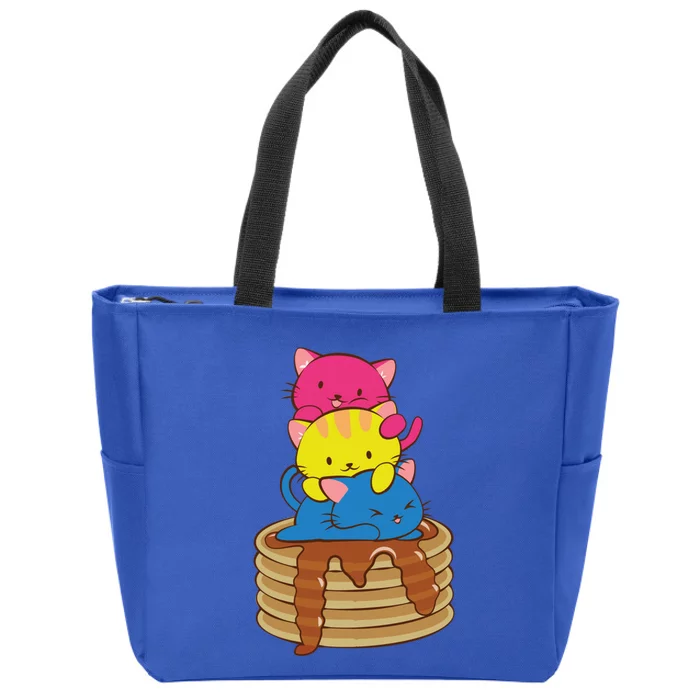 Pansexual Pride Flag Cute Lgbtq Pan Pride Kawaii Cat Gift Zip Tote Bag