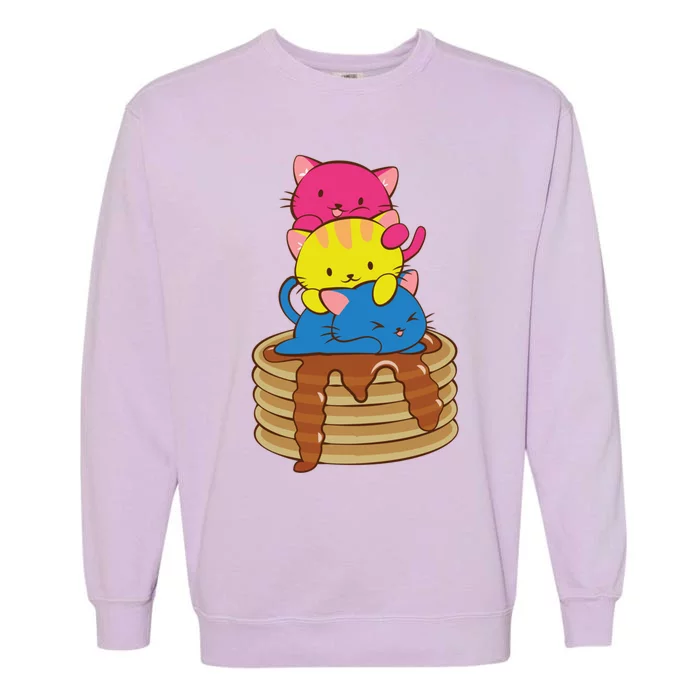 Pansexual Pride Flag Cute Lgbtq Pan Pride Kawaii Cat Gift Garment-Dyed Sweatshirt