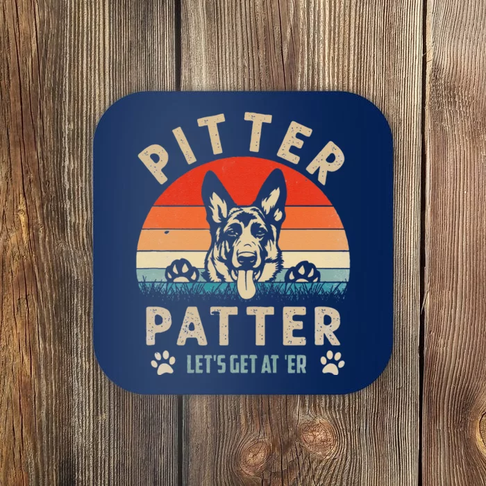 Pitter Patter German Shepherd Dog Funny Vintage Retro Coaster