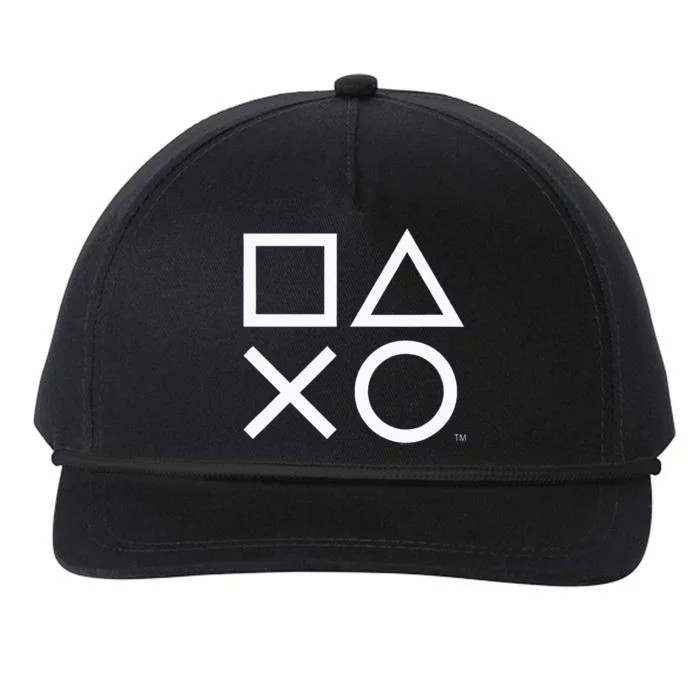 Playstation Ps5 Gamer Controller Icons In Classic White Snapback Five-Panel Rope Hat