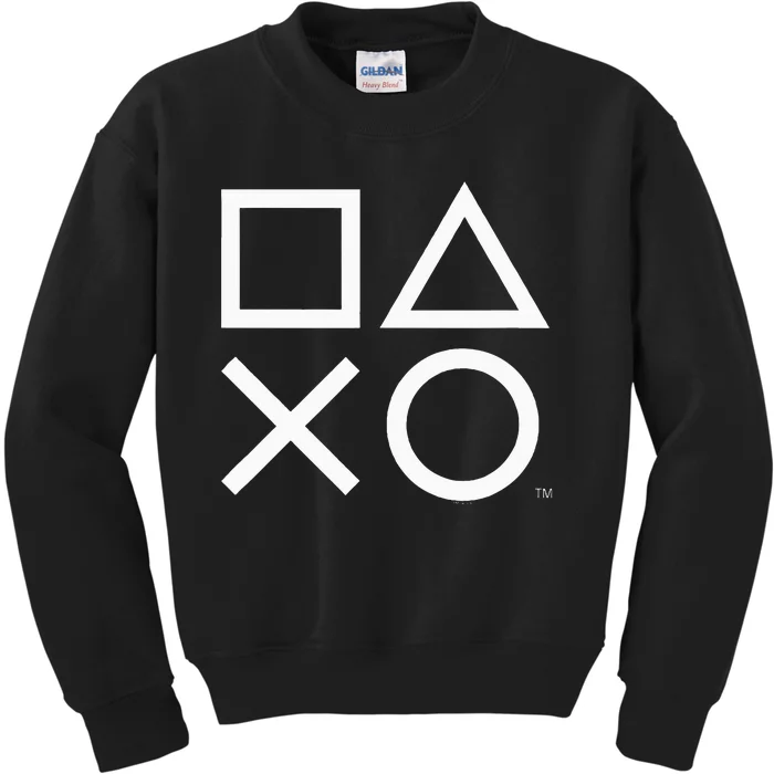 Playstation Ps5 Gamer Controller Icons In Classic White Kids Sweatshirt