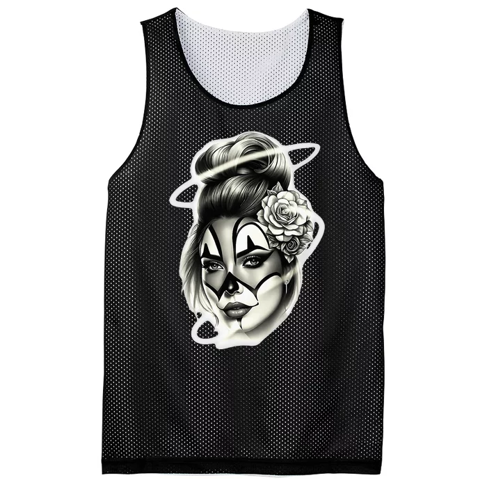 Payasa Pretty Girl X Chicano Clown Girl X Rose Blackwork Mesh Reversible Basketball Jersey Tank