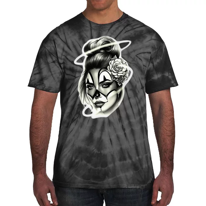 Payasa Pretty Girl X Chicano Clown Girl X Rose Blackwork Tie-Dye T-Shirt