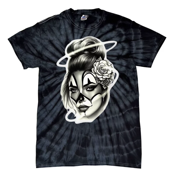 Payasa Pretty Girl X Chicano Clown Girl X Rose Blackwork Tie-Dye T-Shirt