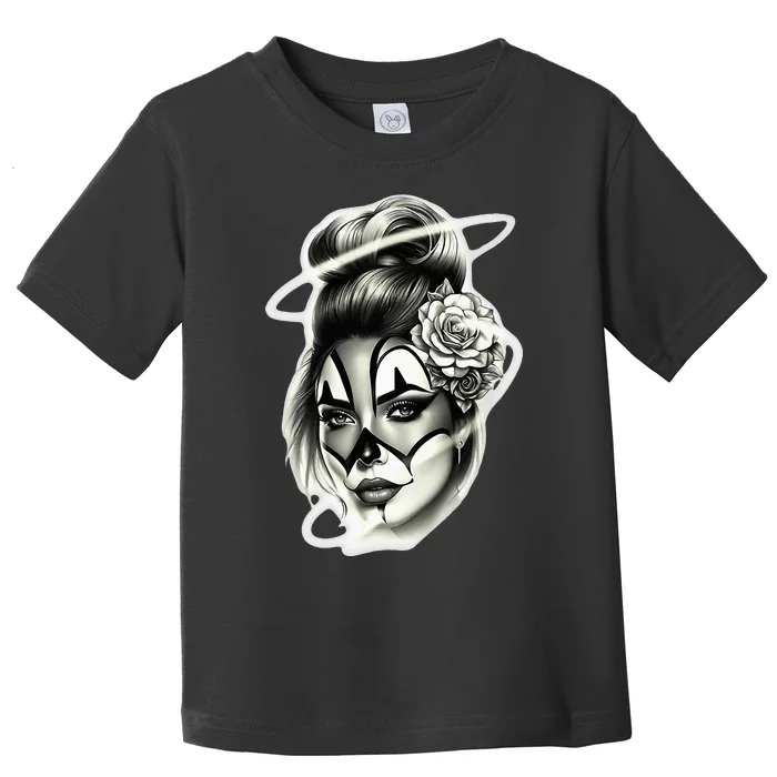 Payasa Pretty Girl X Chicano Clown Girl X Rose Blackwork Toddler T-Shirt