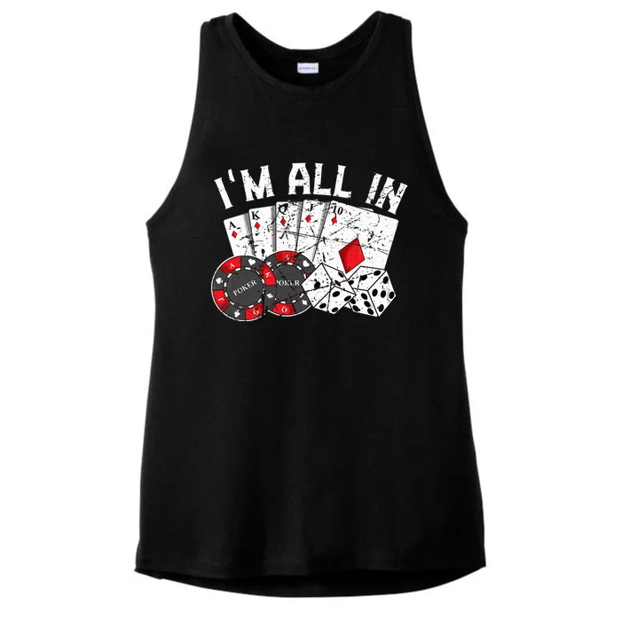 Poker Player Gamble Casino Card Bet Texas Hold Em I'm All In Premium Ladies Tri-Blend Wicking Tank