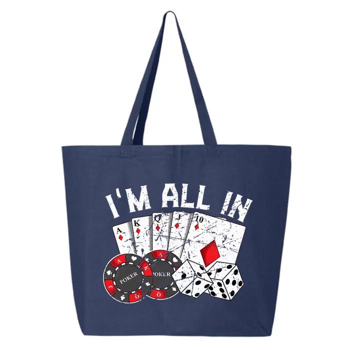 Poker Player Gamble Casino Card Bet Texas Hold Em I'm All In Premium 25L Jumbo Tote