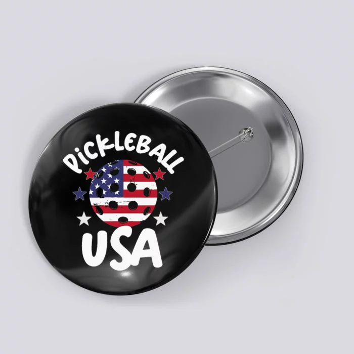 Patriotic Pickleball Graphic Red, White, Blue, Beginner-Pro Button