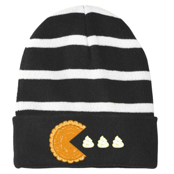 Pumpkin Pie Gamer Thanksgiving Striped Beanie with Solid Band