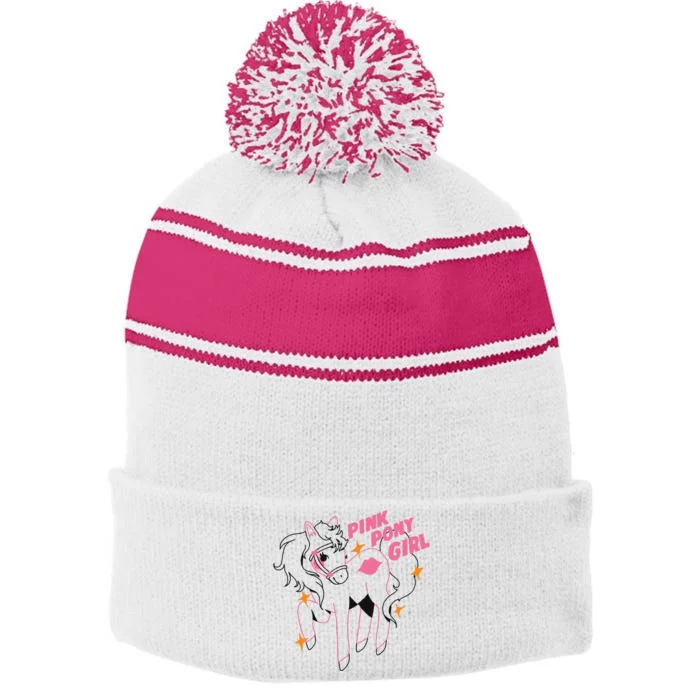 Pink Pony Girl Pink Pony Club Stripe Pom Pom Beanie