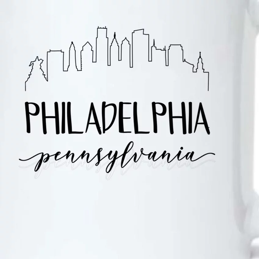 Philadelphia Pennsylvania Gift Skyline Calligraphy Gift Black Color Changing Mug