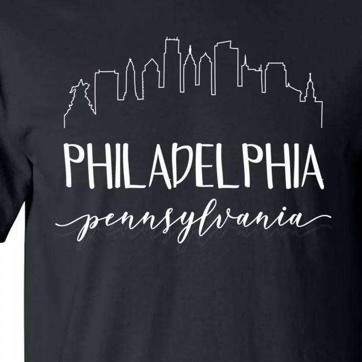 Philadelphia Pennsylvania Gift Skyline Calligraphy Gift Tall T-Shirt