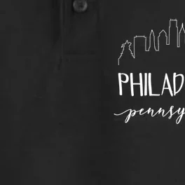 Philadelphia Pennsylvania Gift Skyline Calligraphy Gift Dry Zone Grid Performance Polo