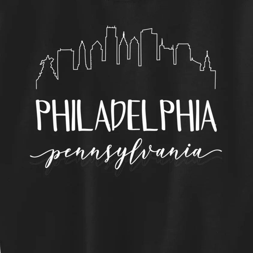 Philadelphia Pennsylvania Gift Skyline Calligraphy Gift Kids Sweatshirt