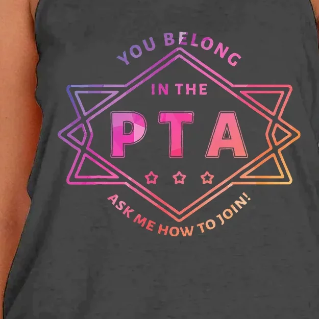 Pta Promotion Graphic School Parent Teacher Association Women's Knotted Racerback Tank