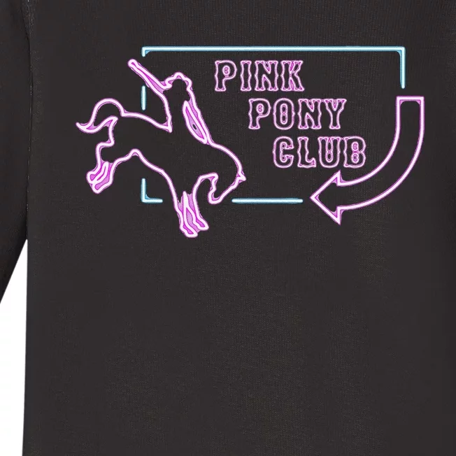 Pink Pony Girl Retro Horse Pink Pony Club Horse Lover Gift Baby Long Sleeve Bodysuit