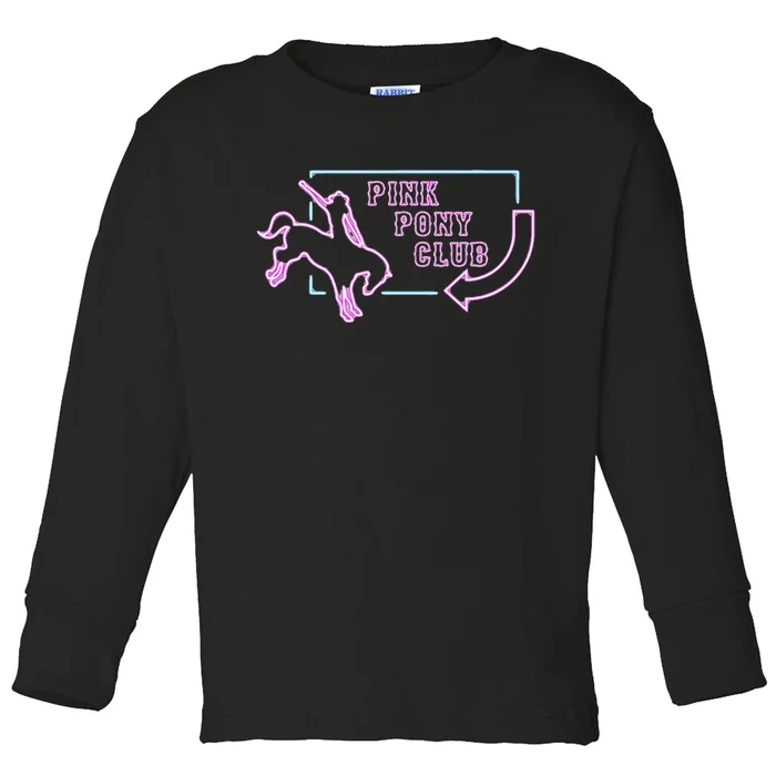 Pink Pony Girl Retro Horse Pink Pony Club Horse Lover Gift Toddler Long Sleeve Shirt