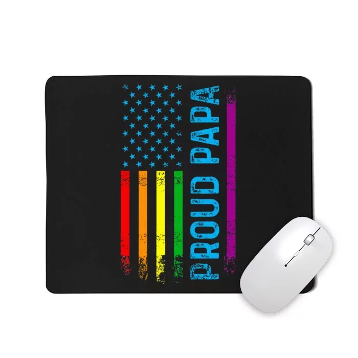 Proud Papa Grandpa Dad L.G.B.T L.G.B.T.Q G.A.Y Pride Rainbow Flag Mousepad