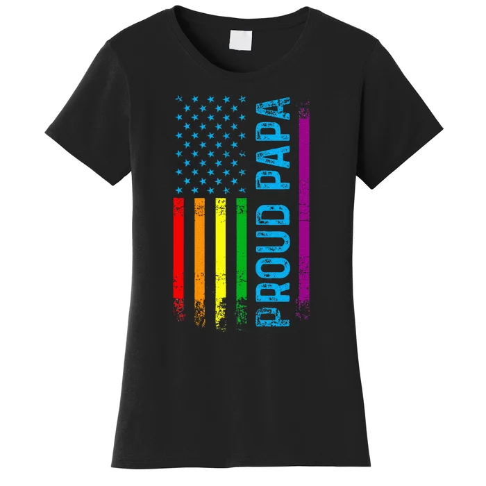 Proud Papa Grandpa Dad L.G.B.T L.G.B.T.Q G.A.Y Pride Rainbow Flag Women's T-Shirt