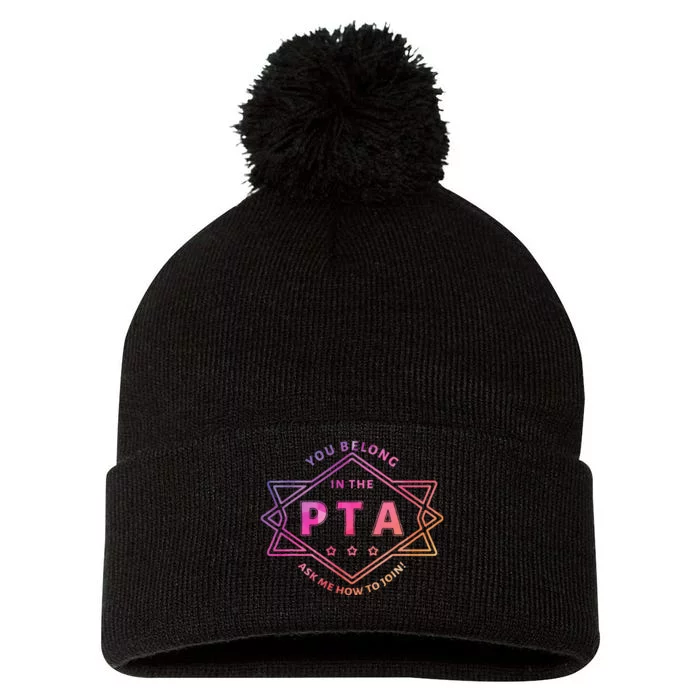 Pta Promotion Graphic School Parent Teacher Association Pom Pom 12in Knit Beanie