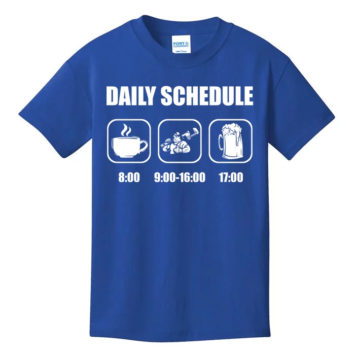 Plumber Pipefitter Gift Daily Schedule Funny Plumbing Cute Gift Kids T-Shirt