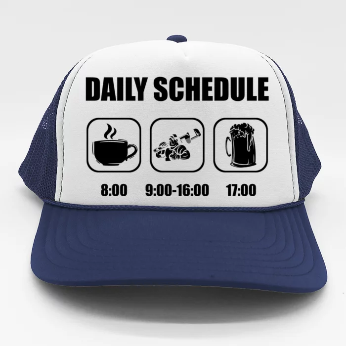 Plumber Pipefitter Gift Daily Schedule Funny Plumbing Cute Gift Trucker Hat