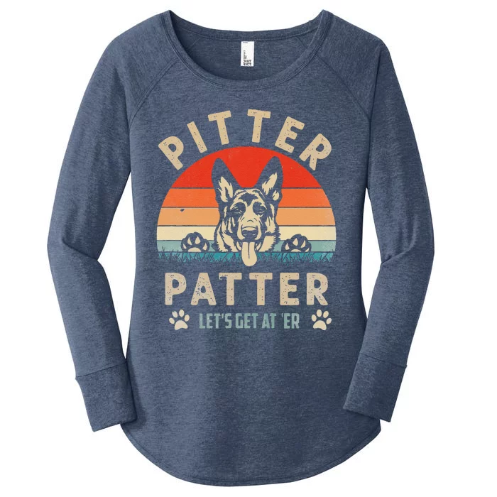 Pitter Patter German Shepherd Dog Funny Vintage Retro Women's Perfect Tri Tunic Long Sleeve Shirt