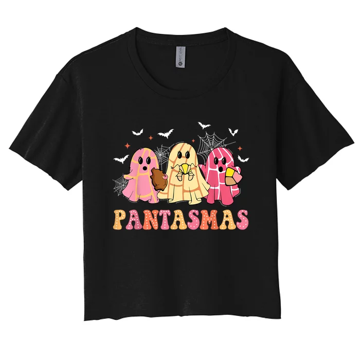 Pantasmas Pantasmas Ghost Spooky Conchas Mexican Ghost Women's Crop Top Tee