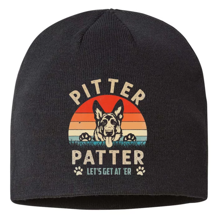 Pitter Patter German Shepherd Dog Funny Vintage Retro 8 1/2in Sustainable Knit Beanie