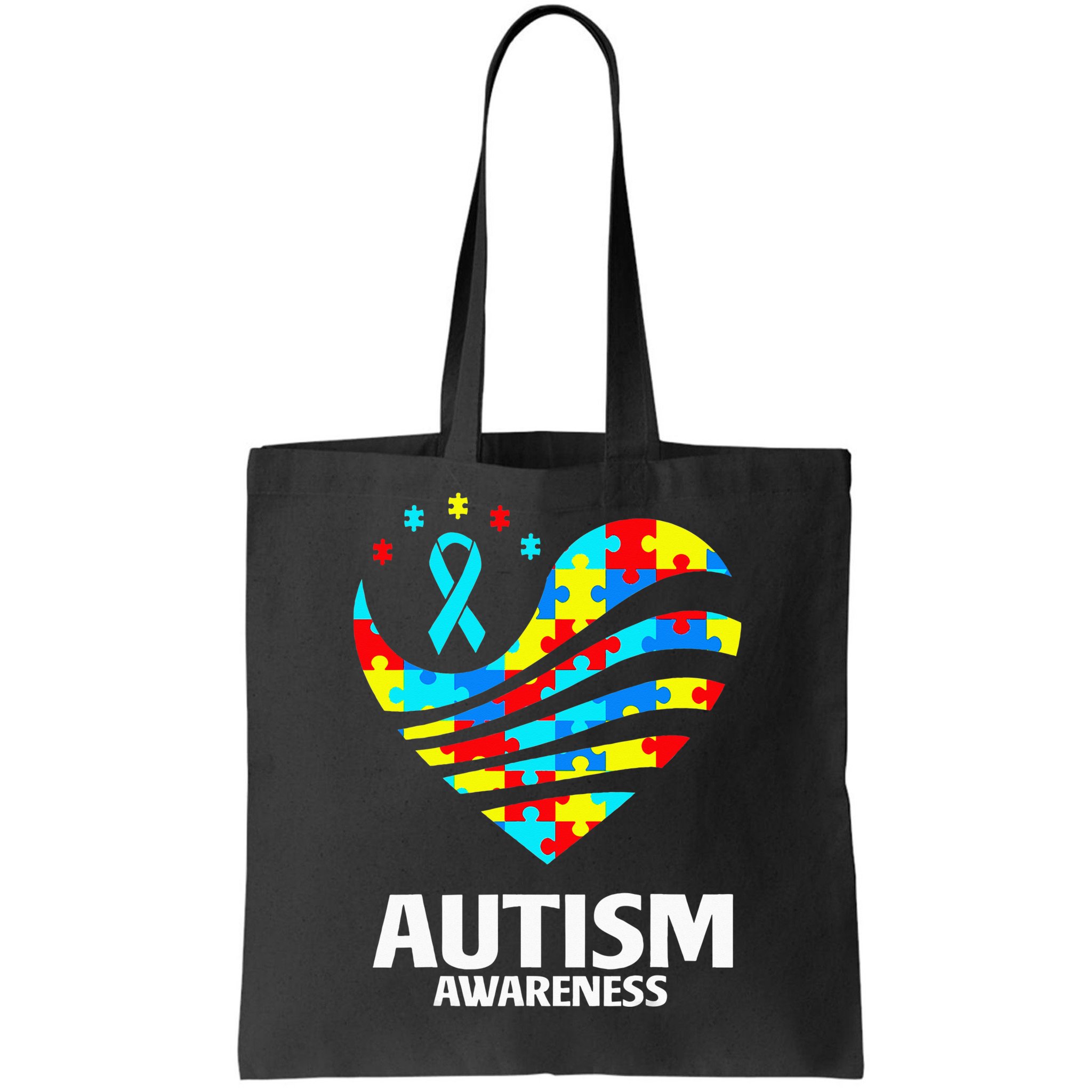 Puzzle Pieces Heart Autistic World Autism Awareness Tote Bag ...