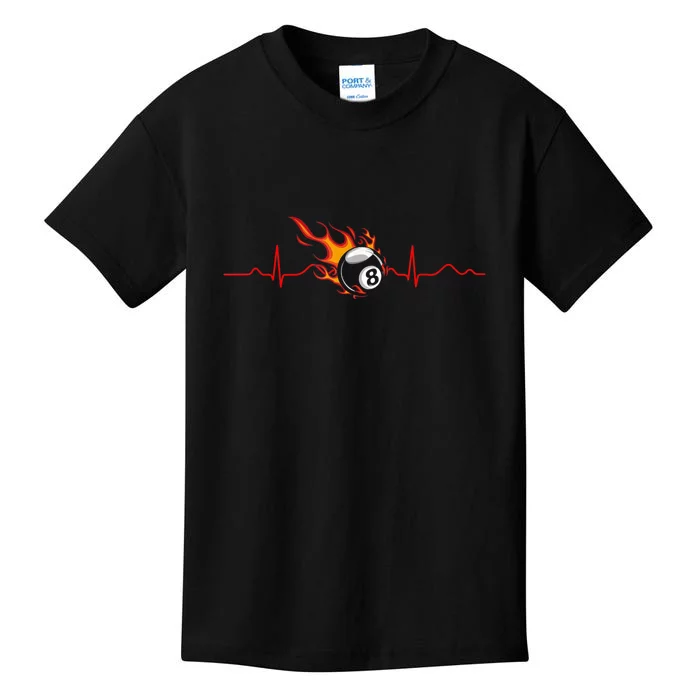 Pool Players Heartbeat Billiards 8 Ball Gift Father's Day Kids T-Shirt