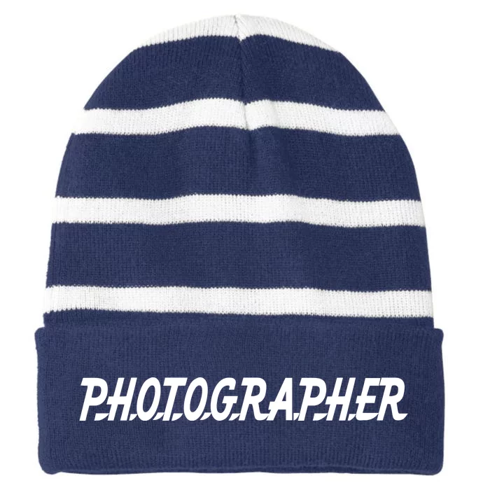 Photographer Striped Beanie with Solid Band