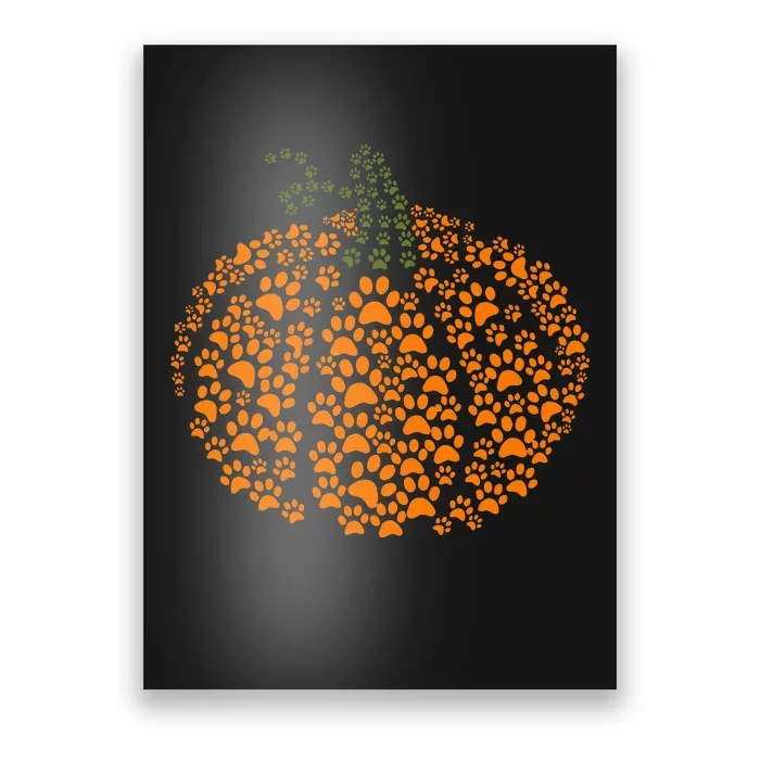 Paw Print Halloween Pumpkin Ghost Paw Dog Cat Lover Poster