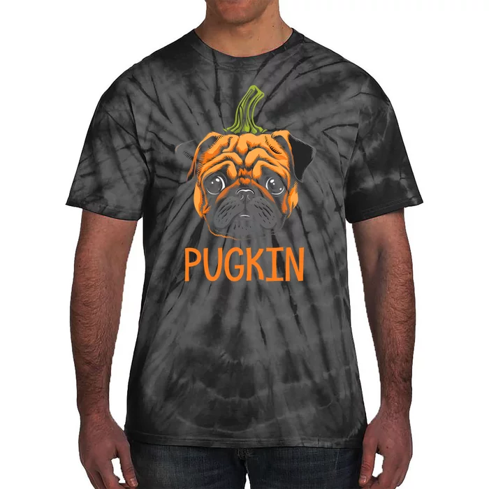 Pugkin Pug Halloween Pumpkin Thanksgiving Women Dog Tie-Dye T-Shirt