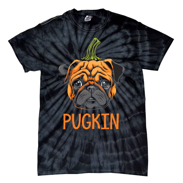 Pugkin Pug Halloween Pumpkin Thanksgiving Women Dog Tie-Dye T-Shirt