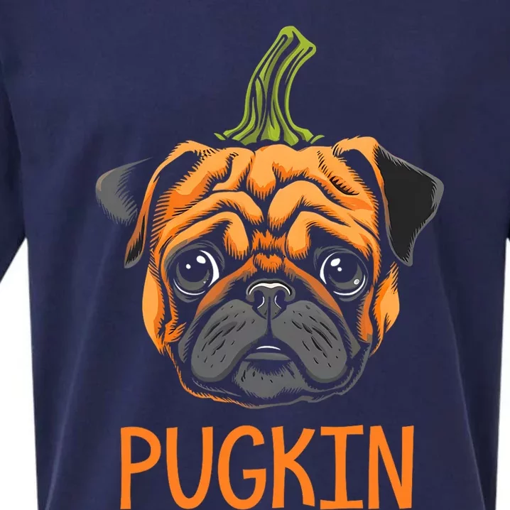 Pugkin Pug Halloween Pumpkin Thanksgiving Women Dog Sueded Cloud Jersey T-Shirt