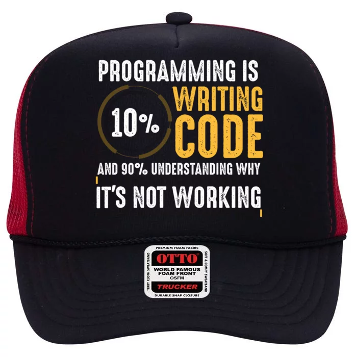 Pc Programmer Hacker Coder Developer Programming Coding Gift High Crown Mesh Trucker Hat