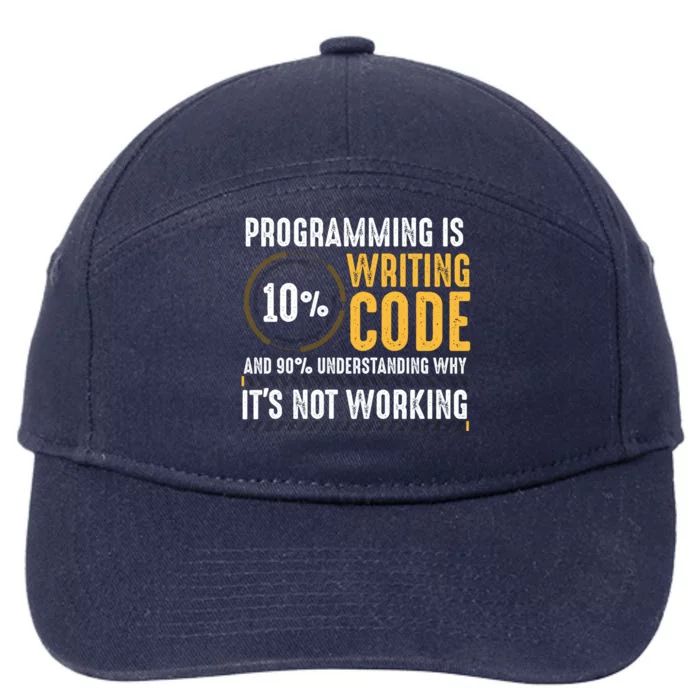 Pc Programmer Hacker Coder Developer Programming Coding Gift 7-Panel Snapback Hat