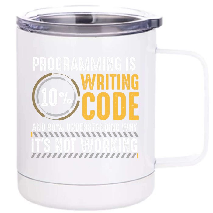 Pc Programmer Hacker Coder Developer Programming Coding Gift Front & Back 12oz Stainless Steel Tumbler Cup