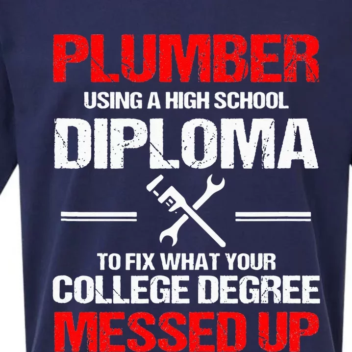 Proud Plumber High School Diploma Plumbing Sueded Cloud Jersey T-Shirt