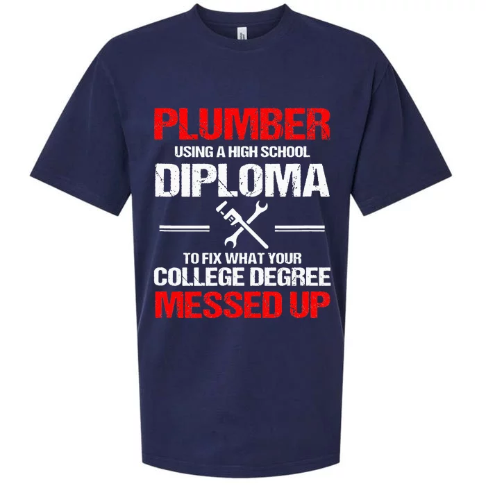 Proud Plumber High School Diploma Plumbing Sueded Cloud Jersey T-Shirt