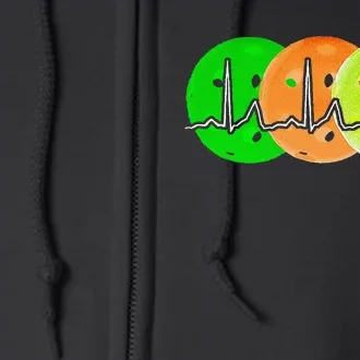 Pickleball Pride Heartbeat EKG Full Zip Hoodie