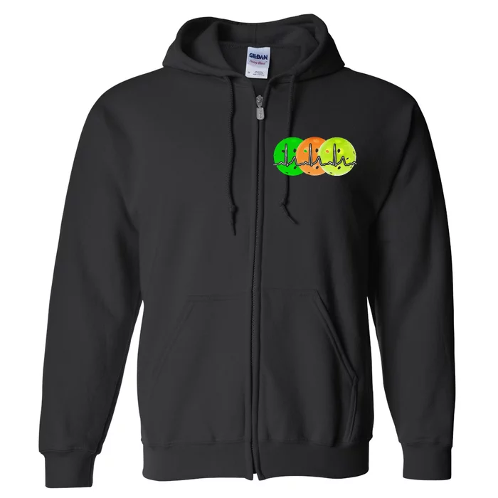 Pickleball Pride Heartbeat EKG Full Zip Hoodie