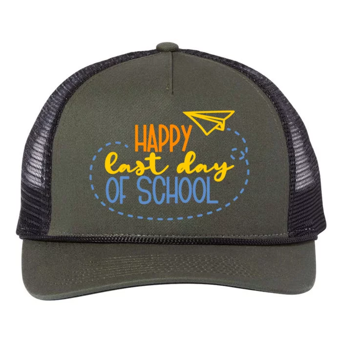 Paper Plane Happy Last Day Of School Retro Rope Trucker Hat Cap