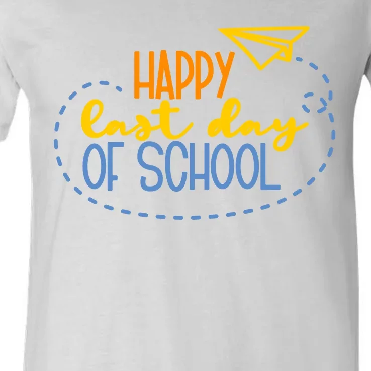 Paper Plane Happy Last Day Of School V-Neck T-Shirt