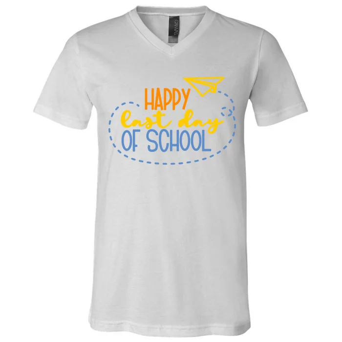 Paper Plane Happy Last Day Of School V-Neck T-Shirt